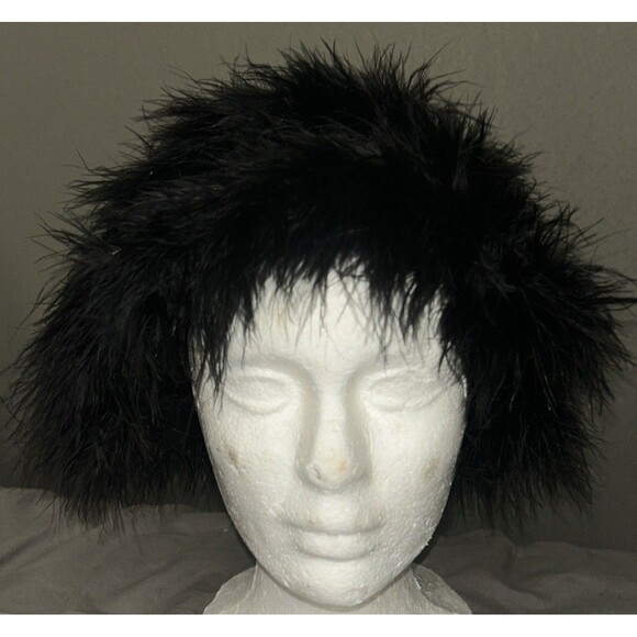 Joske's Of Texas Vintage Black Marabou Feather Hat 50s 60s San Antonio - Picture 1 of 7